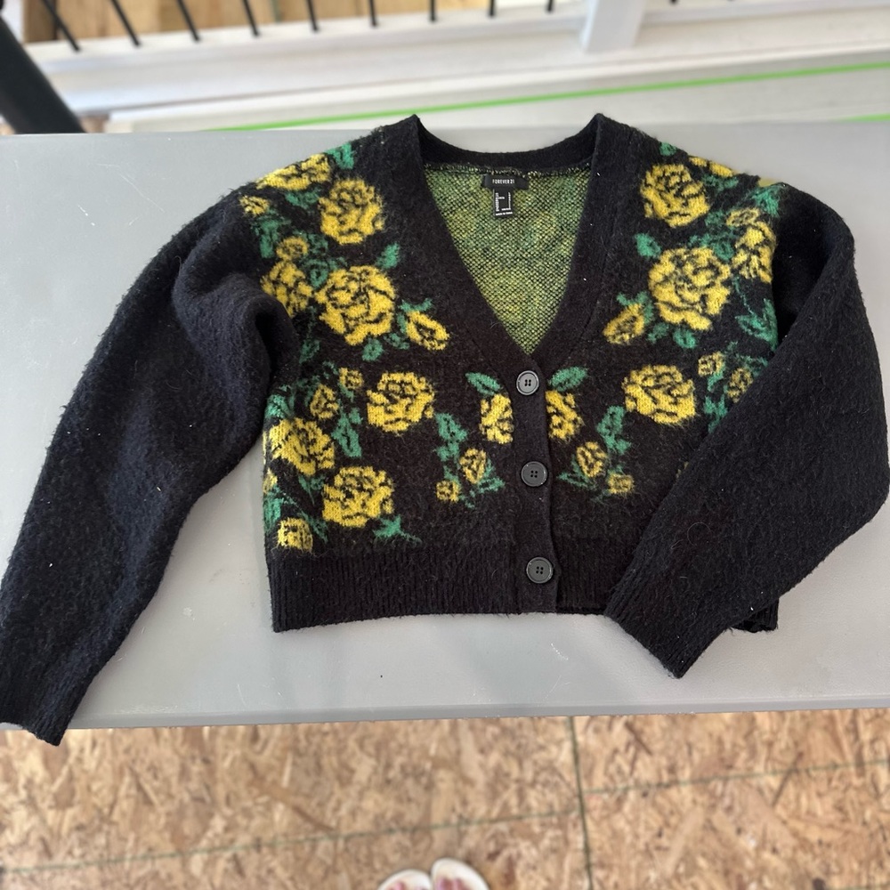 Forever 21 Fuzzy Knit Cardigan Sweater